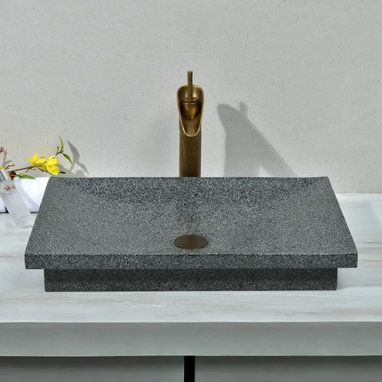 Italian Designer Favorite Bathroom Sink Modern G654 Granite Wash Basin Rectangular Single Bowl Washroom Wash Basin Sink