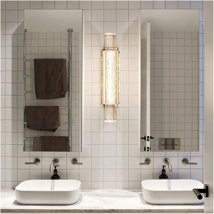 Transparent Crystal Glazed Wall Lamp with LED Source - Creative Stainless Steel Light for Hotel Lobby Aisle Living Room Bedroom
