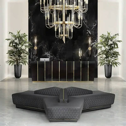 Modern, Simple, Luxurious, Special-Shaped Sofa, Leather, Metal, High-End Designer, Mansion, Villa, Custom Sofa