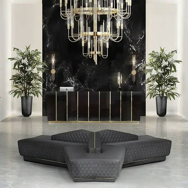 Modern, Simple, Luxurious, Special-Shaped Sofa, Leather, Metal, High-End Designer, Mansion, Villa, Custom Sofa