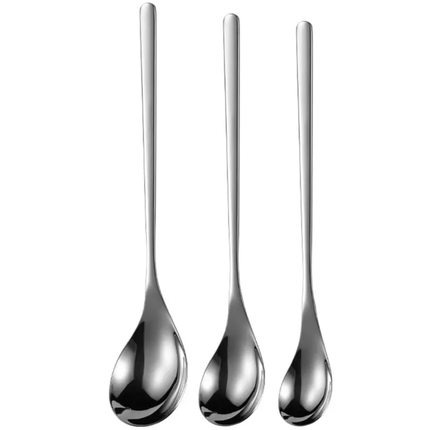 Long Handle Minimalist Style 304 Stainless Steel Simple Mirror Thickened Deepened Finish Rice Mixing Soup Serving Spoon