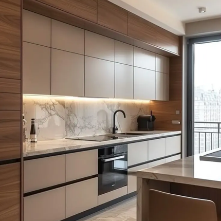 Custom Modern Lacquer Plywood Panel Cheap L Shaped Kitchen Design Cabinet For Small Kitchen