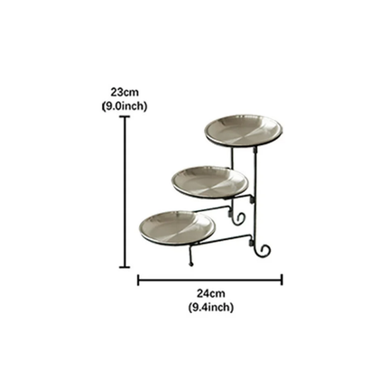Modern Three Layer Fruit Cake Plate, Artistic And Luxurious Stainless Steel and Iron Detachable and Foldable Dessert Plate