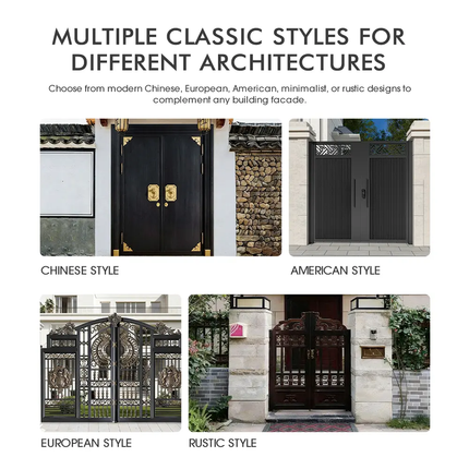 Private Label Customized Wrought Iron Swing Gate Design Automatic Driveway Gates for Villas