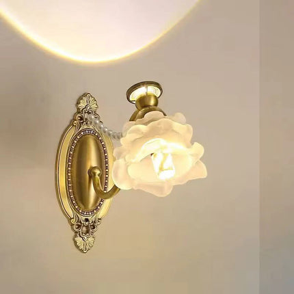 French Retro Light Luxury Flower Wall Lamp For Living Room Bathroom Bedroom Bedside Lamp Medieval Mirror Headlight