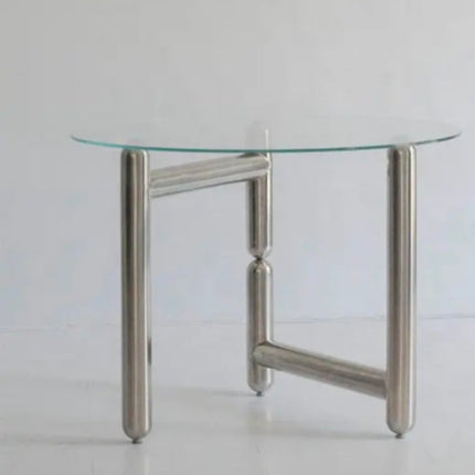 Hot Selling Luxury High Gloss Round Side Table Tempered Glass Top Coffee Table For Home Restaurant Bar Cafe