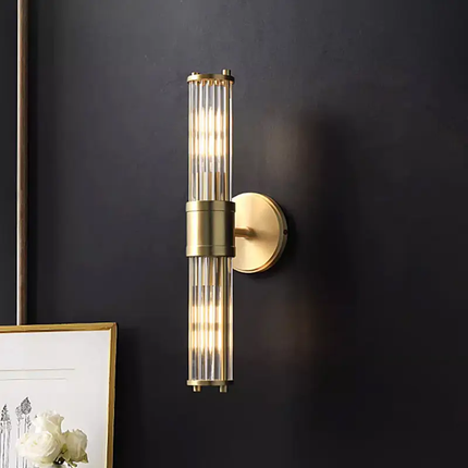 Indoor Luxury Modern Decorative Hotel Copper Golden Recessed LED Bathroom Wall Lamp Bedroom Bedside Sconce Wall Light Fixture