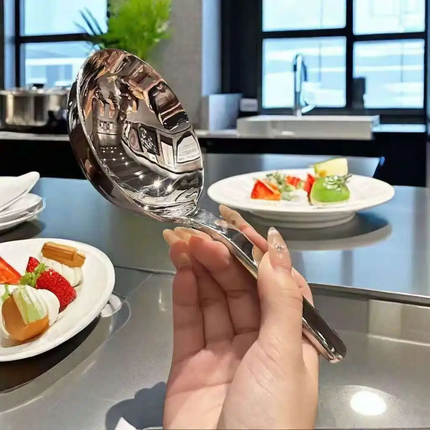 High Stainless Steel Short-Handle Mirror Modern Minimalist Large Head Food-Grade Soup Spoon Serving Household