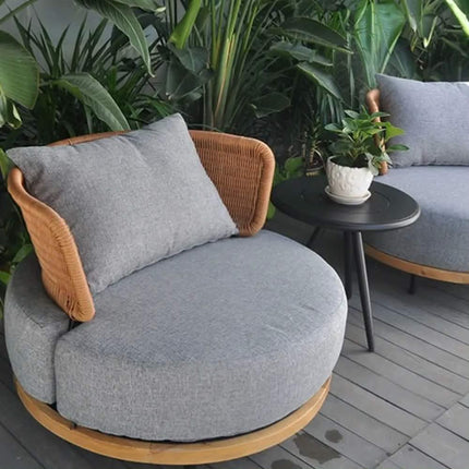 Miami Garden Furniture Round Pe Rattan Sofa Outdoor Furniture Sets Waterproof Circular Patio Outdoor Sectional Sofa