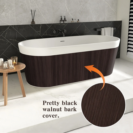 Maydon Modern Freestanding Oval Bathtub Solid Surface Eco-Friendly Durable Safety 1600mm Soaking Tub Lid Stylist Bathroom Design