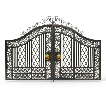 Outdoor Large Luxury Double Door Wrought Iron Gates Swing Design Automatic Durable Eco-Friendly Powder Coated High Quality
