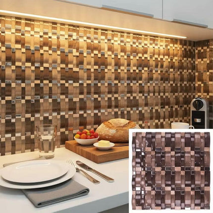 Modern Kitchen Backsplash Bathroom Outdoor Mixed Brown 3D Arch Glass Stone Water Resistant Mosaic Tiles For Wall Decor