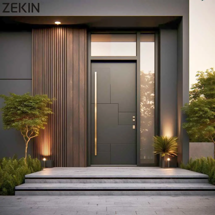 ZEKIN High Quality Customized Heat Insulation Sound Insulation Anti-Theft Front Entry Security Doors Luxury Pivot Entrance Door
