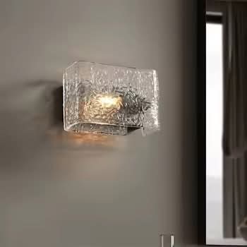 Light Luxury Crystal Iron Rectangular Shade Wall Lamp Post-Modern Minimalist Design For Bedroom Living Room & Restaurant