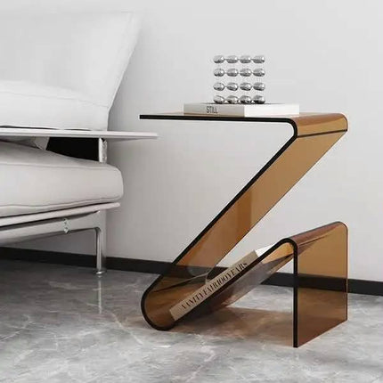 Custom Acrylic Clear Acrylic Sheet-Smoky Black Acrylic Z-Shaped Side Table-Perfect for  Sofa Side, Bedside & Small Spaces