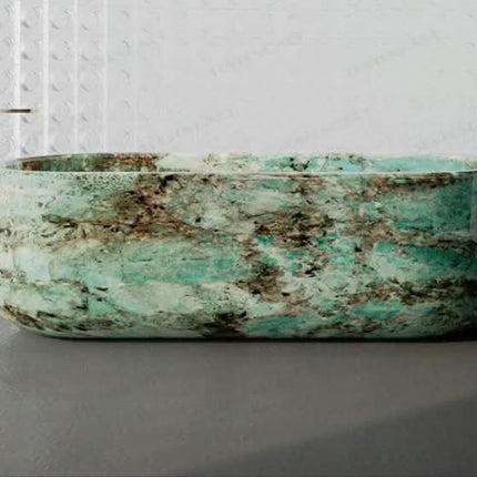 Modern Minimalist Natural Marble Bathtub Full Solid Stone Freestanding Soaking Tub For Villa Hotel Bathroom Decoration