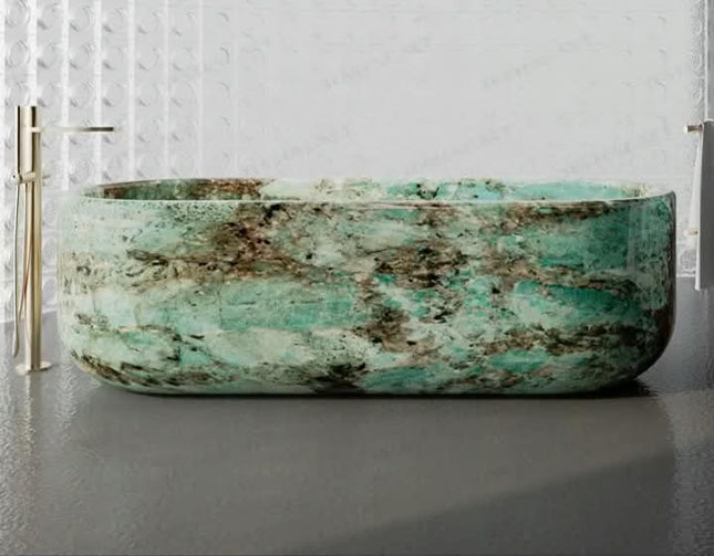Modern Minimalist Natural Marble Bathtub Full Solid Stone Freestanding Soaking Tub For Villa Hotel Bathroom Decoration