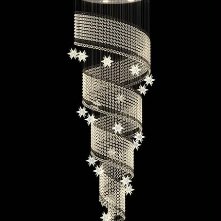 Stair Chandelier Modern Minimalist Light Luxury Duplex Villa Loft Living Room Crystal Star Apartment Revolving Long Chandelier