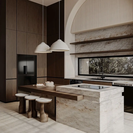 CBMmart Modular Durable Laminate Plywood Modern Kitchen Island Cabinets with Backsplash for Luxury Villa