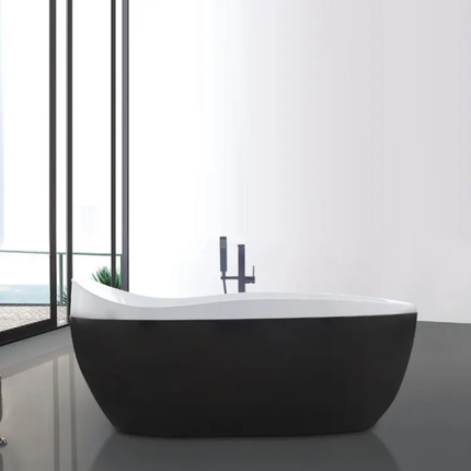 Acrylic Material Black White Whirlpool Massage Soaking Freestanding Bathtub With Drainer For Bathroom