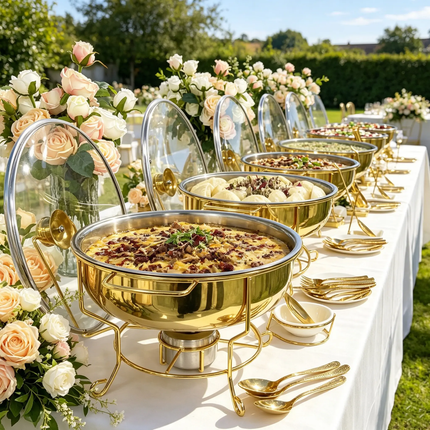 Elegant Glass Chafing Dish Food Warmer Chaffing Serving Dishes Buffet Set Luxury Cover Keeping Hotel Other Hotel Supplies