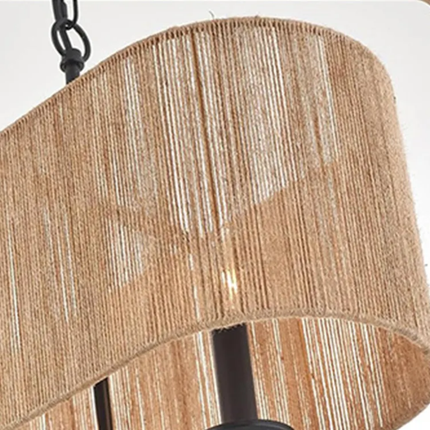 Boho Chandelier Coastal 2 Layers Hand Woven Rattan Pendant Light Linear Large Island Light for Dining Room Kitchen Living Room