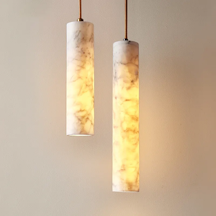 Modern Round Natural Marble Hanging Lamp Marble Veins Warm White LED Suspension Lamp for Bedroom AC Compatible Easy Installation