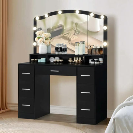 Modern and Simple Solid Wood Dressing Table With Mirror Matched With Sliding Drawer