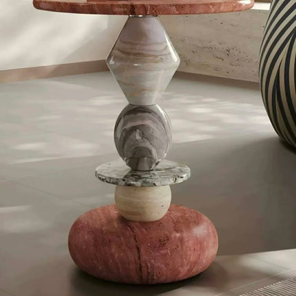 Luxury Round Corner Table Furniture Designer's Style Villa Living Room Sofa Marble Side Table Hotel Bedroom Bed Side Tables