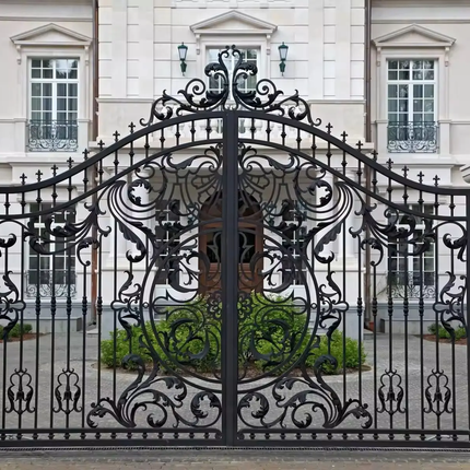 Luxury Smart Villa Main Gate Wrought Iron Anti-Rust Driveway Gate For House