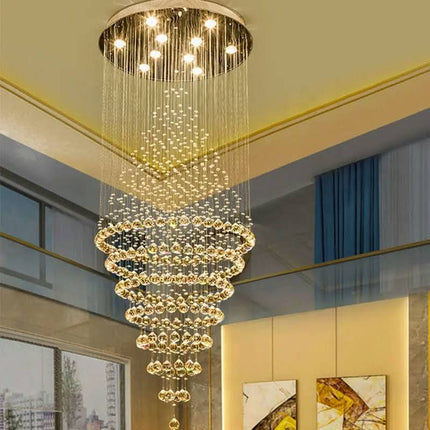 Duplex Large Crystal Chandelier for Villa Hotel Club Living Room Restaurant Creative Stainless Steel Design for Staircase