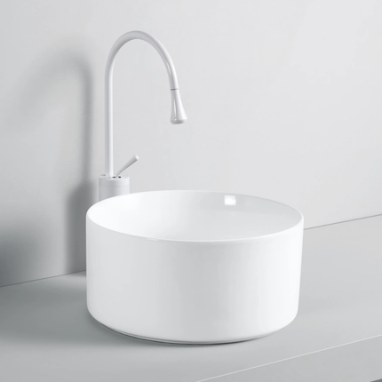 Dual-Tone Gold Sink White Countertop Basin Italian Design Stylish Bathroom Sink