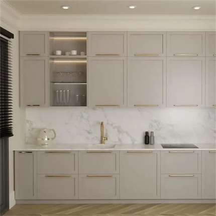 CBMmart Smart Complete Set Modular Kitchen Cabinets with Laminate Countertop Modern Shaker Design Wood/Metal Construction