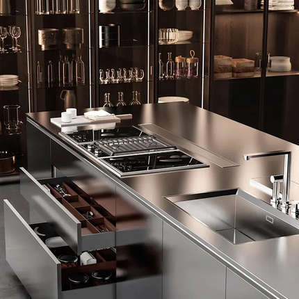 Modern Design of Kitchen Hanging Cabinets Traditional Diy Prefabricated L Shape Steel Foshan Kitchen Cabinets with Drawers
