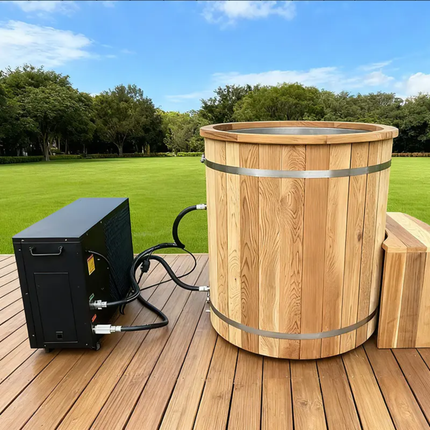 Cold Plunge Outdoor Wifi Wooden Ice Bath Tub With Ice Bath Chiller Cooling System