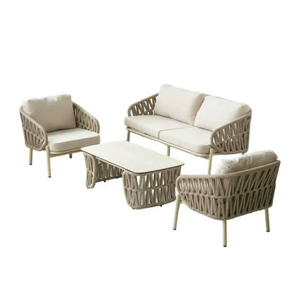 Modern Hotel-Style Outdoor Sofa Set with Rope and Aluminum Frame Waterproof Eco-Friendly Durable
