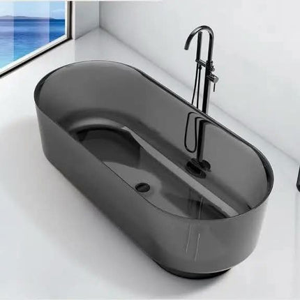 Freestanding Ordinary Transparent Resin Oval Bathtub wilt Full Skirt Light Luxury Design for Hotel Homestay Household Use