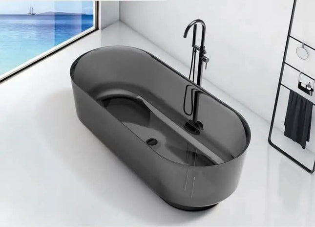 Freestanding Ordinary Transparent Resin Oval Bathtub wilt Full Skirt Light Luxury Design for Hotel Homestay Household Use