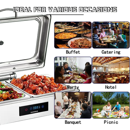 New Customizable Stainless Steel Electric Food Warmer-Large Capacity Buffet Heating Pot With Temp Display For Hotel Catering