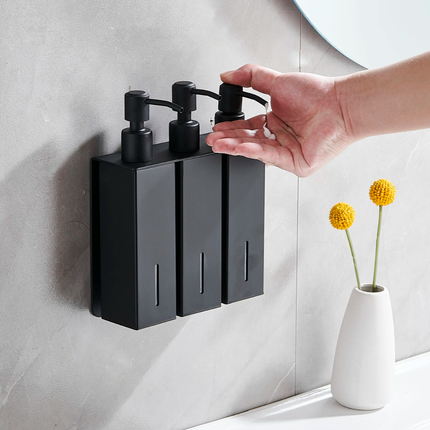 OEM Modern Stainless Steel 500ml Liquid Soap Dispenser Wall-Mounted Shower Shampoo Gel Dispenser Bathroom Accessories Metal Cup