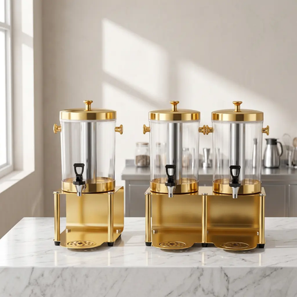 High-End Cross-Border Gold-Plated Refrigeration Juice Dispenser Hotel Beverage Machine Buffet Barrel Tea Urn Fruit Tea Dispenser
