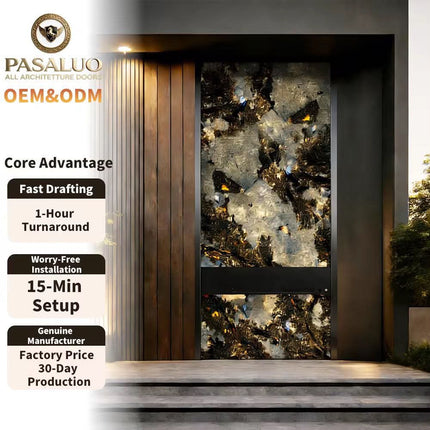 2026 OEM PSL New Design Luxury Stone Home Villa Residential Entrance Security Front Entry Exterior Doors For Houses