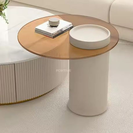 Luxury White Modern Round Marble Center Coffee Table for Living Room