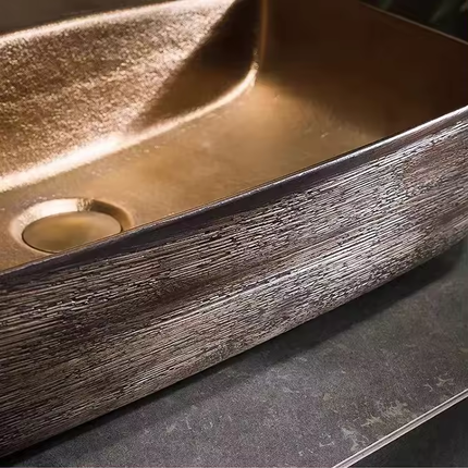 Vasque de salle de bain en porcelaine marron, ensemble de luxe pour sanitaires 