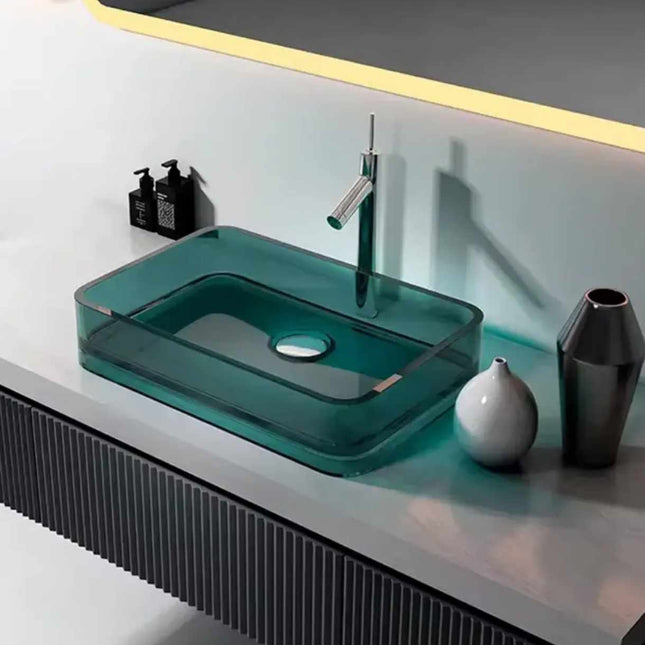 Premium Tempered Glass Rectangular Countertop Basin