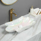 Pearl Wash Basin Sink Electroplated with Iridescent Pearl Glaze Lotus Leaf Porcelain Vessel Sink