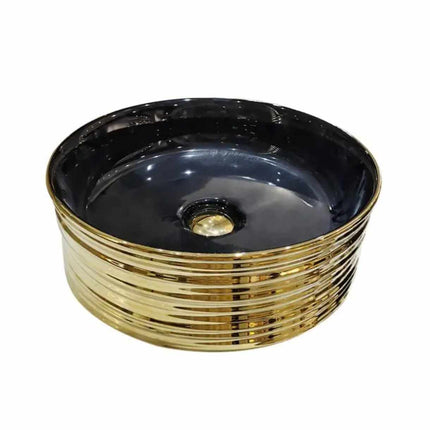 Black Interior with Gold Brushed Electroplating Distinctive Horizontal Ribbing