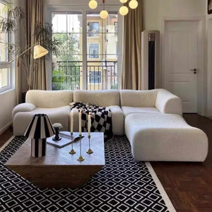 White Modern Sectional Sofa – Compressed Foam Modular Living Room Furniture