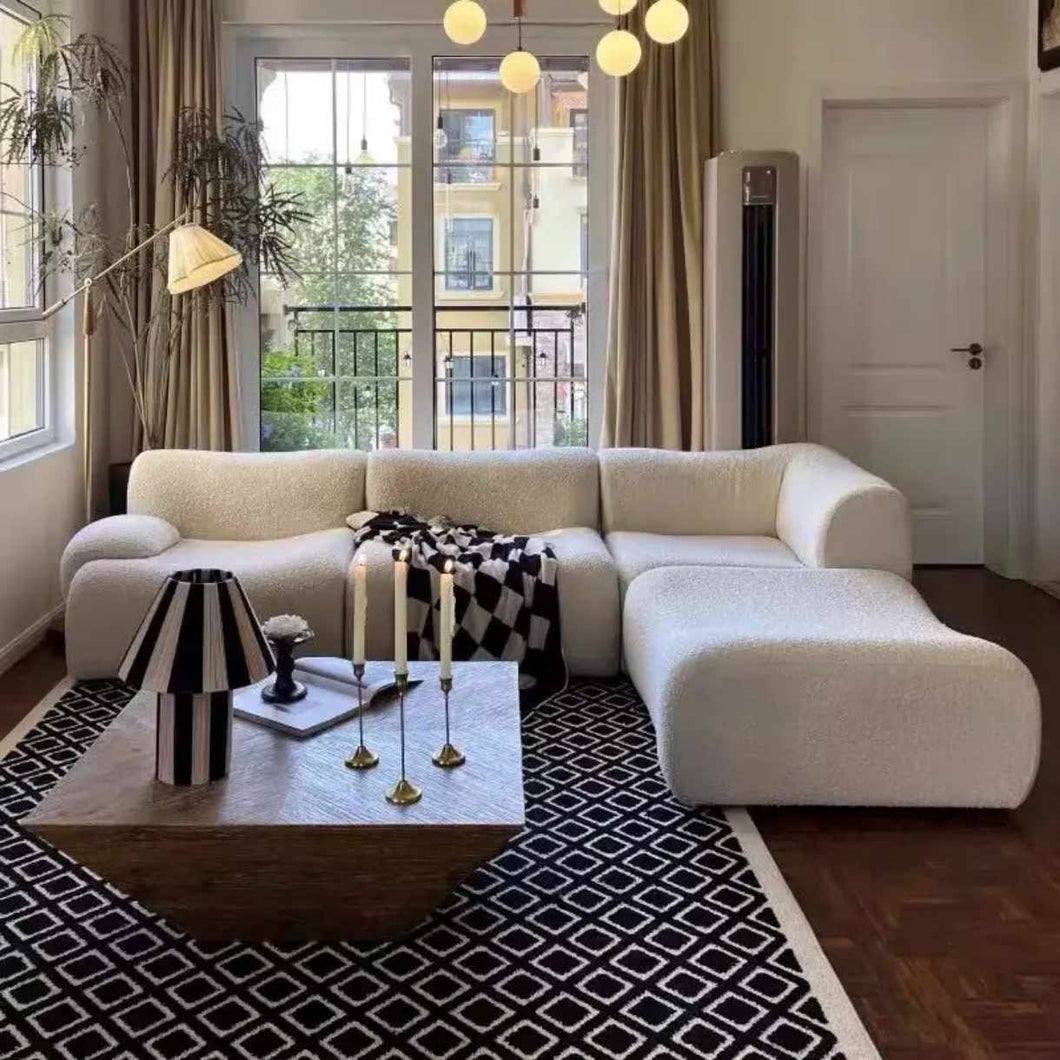 White Modern Sectional Sofa – Compressed Foam Modular Living Room Furniture