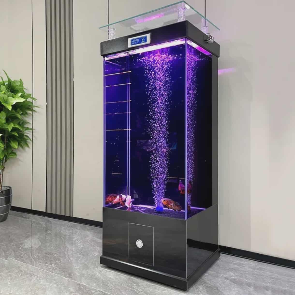 Intelligent Ultra-Clear Glass Aquarium – Modern Smart Display Fish Tank with Aluminum Alloy Frame